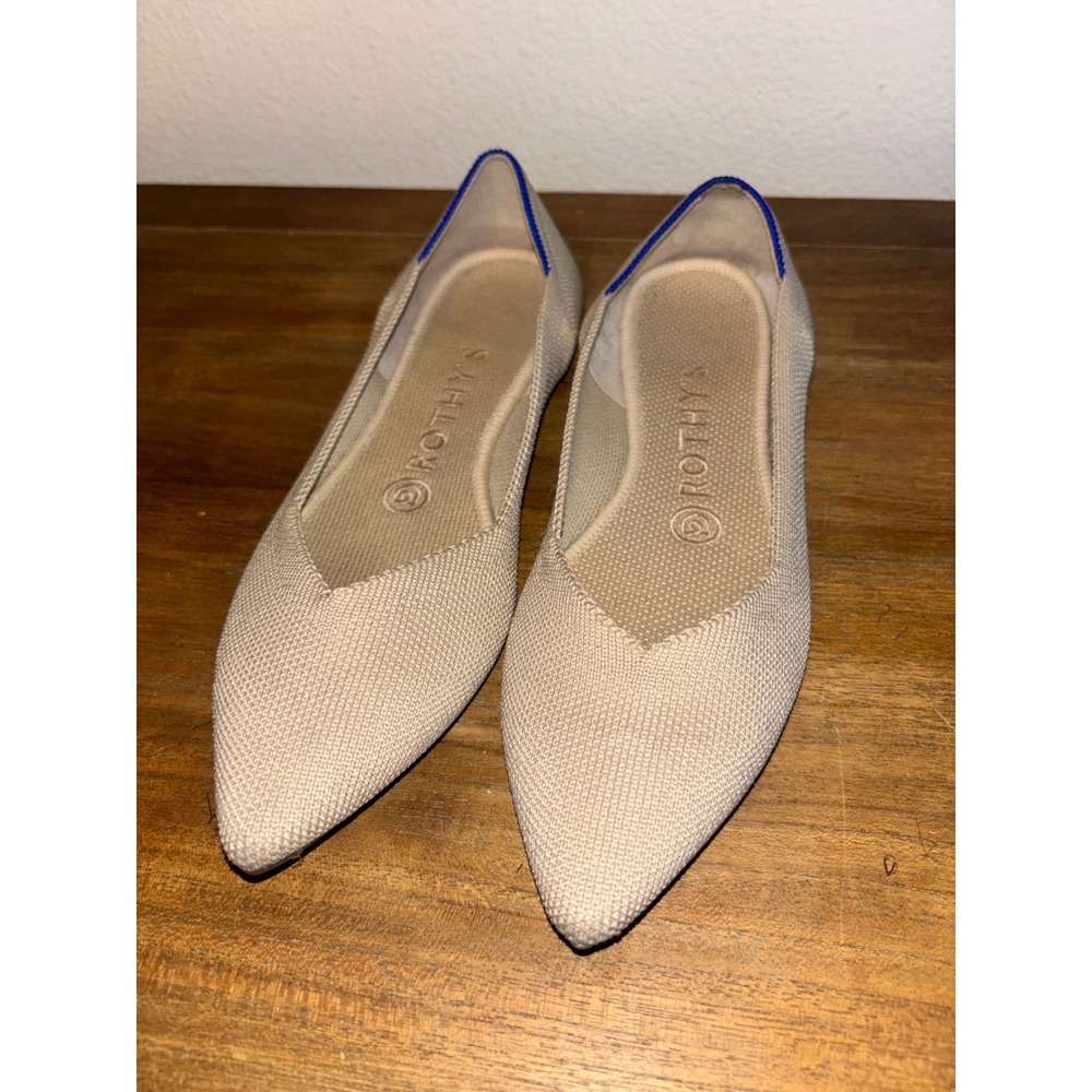 ROTHY'S light cream flax birdseye the point flats 7